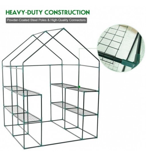 8 shelves Mini Walk In Greenhouse Outdoor Gardening Plant Green House