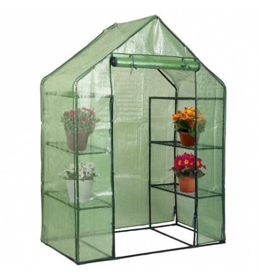 Portable 4 Tier Walk-in Plant Greenhouse with 8 Shelves