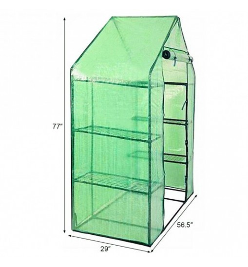 Portable 4 Tier Walk-in Plant Greenhouse with 8 Shelves