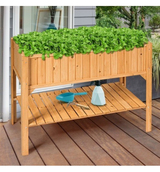 Wooden Elevated Planter Box Shelf Suitable for Garden Use