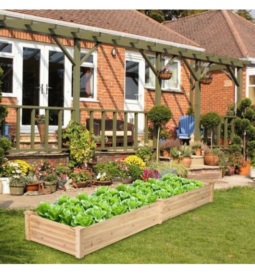 Wooden Vegetable Raised Garden Bed for Backyard Patio Balcony