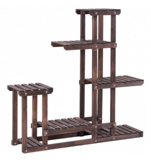 6-Tier Garden Wooden Plant Flower Stand Shelf for Multiple Plants Indoor or Outdoor