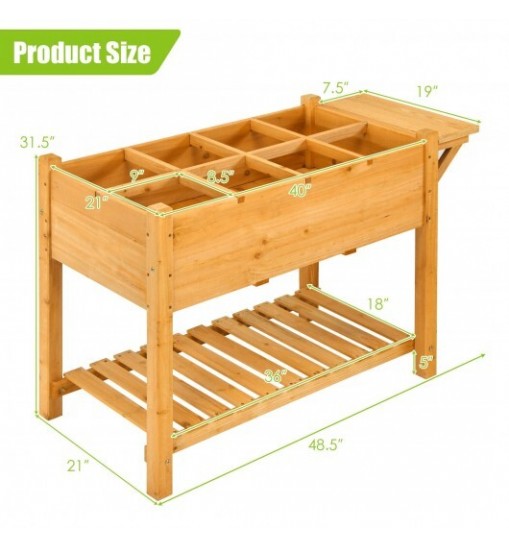 Elevated Planter Box Kit with 8 Grids and Folding Tabletop