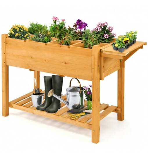 Elevated Planter Box Kit with 8 Grids and Folding Tabletop