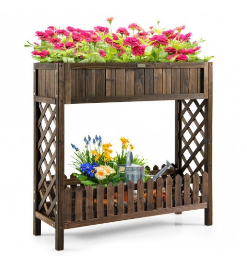 2-Tier Wood Raised Garden Bed for Vegetable and Fruit