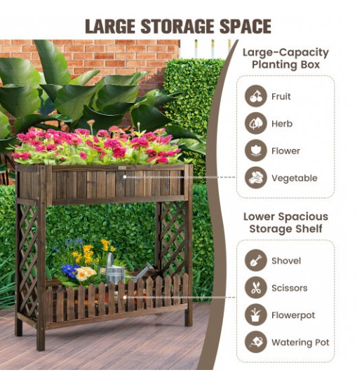 2-Tier Wood Raised Garden Bed for Vegetable and Fruit