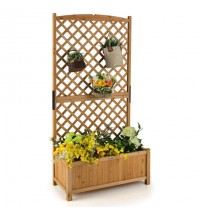 Planter Raised Bed with Trellis for Plant Flower Climbing-Orange