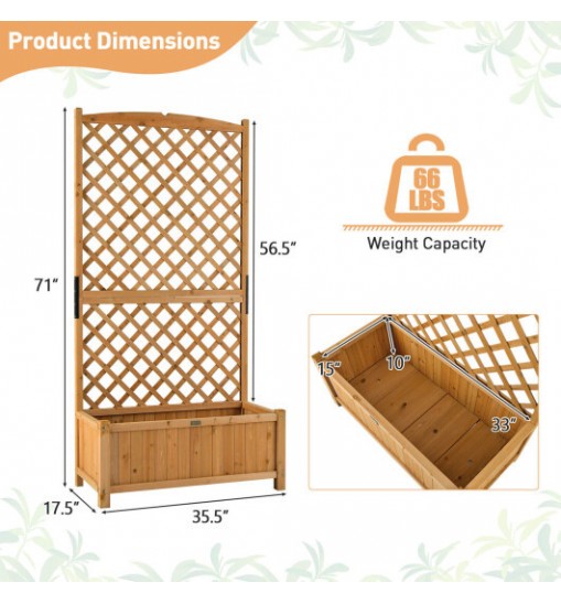 Planter Raised Bed with Trellis for Plant Flower Climbing-Orange