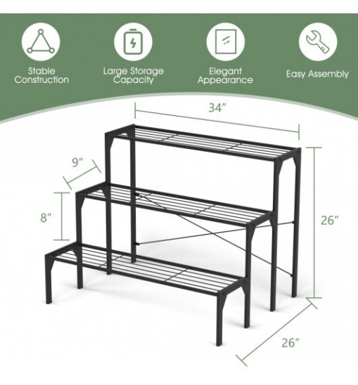 3 Tier Outdoor Metal Heavy Duty Modern for Multiple Plant Display Stand Rack