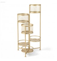 6-Tier Metal Plant Stand with Folding Rotatable Frame for Balcony Garden-Golden