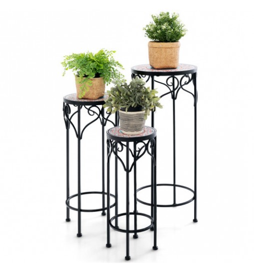 Decorative Flower Display Holder with Ceramic Top for Patio