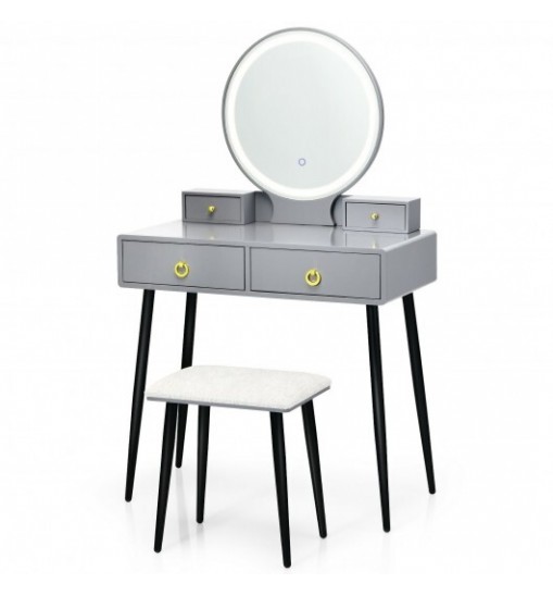 Vanity Table Set with Mirror-Gray