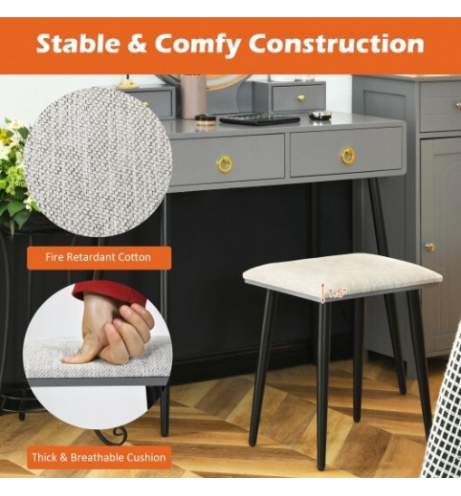 Vanity Table Set with Mirror-Gray