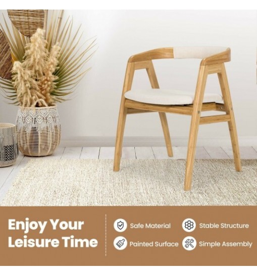 Leisure Bamboo Dining Chair with Curved Back and Anti-slip Foot Pads-Natural