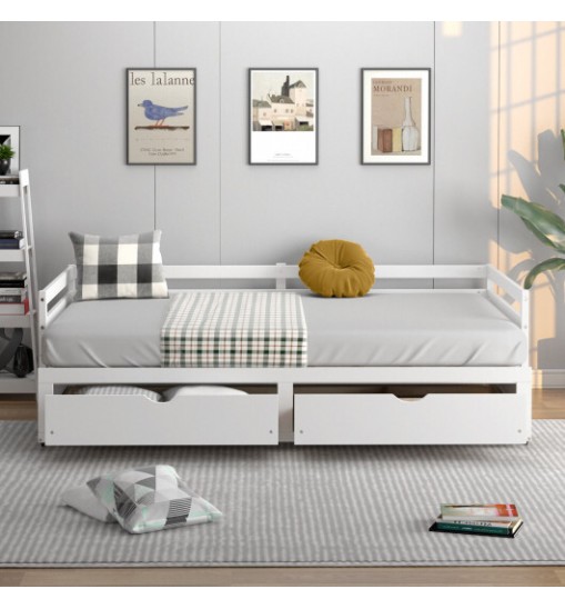 Extendable Twin to King Daybed with Trundle and 2 Storage Drawers