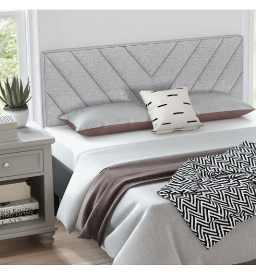 Linen Upholstered Headboard for Full and Queen Size Bed Frames-Gray