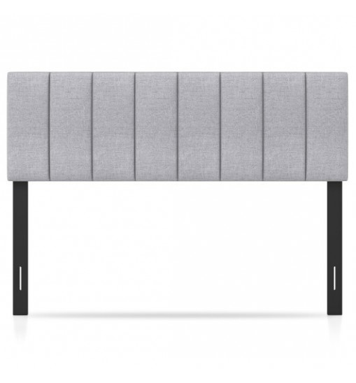 Linen Upholstered Headboard with Solid Wood Legs and Adjustable Width-Gray