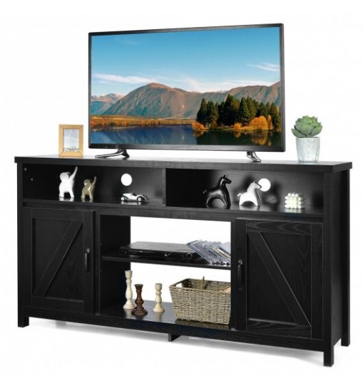 59 Inch TV Stand Media Center Console Cabinet with Barn Door for TV's 65 Inch-Black