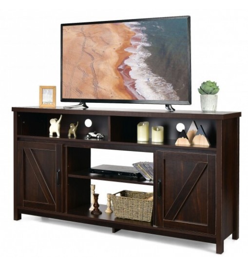 59 Inch TV Stand Media Center Console Cabinet with Barn Door for TV's 65 Inch-Black