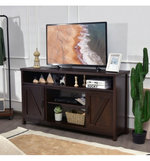 59 Inch TV Stand Media Center Console Cabinet with Barn Door for TV's 65 Inch-Black