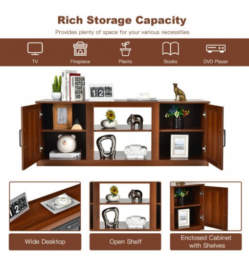 58 Inch TV Stand with 1500W Faux Fireplace for TVs up to 65 Inch-Vintage