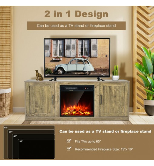 58 Inch TV Stand with 1500W Faux Fireplace for TVs up to 65 Inch-Vintage