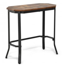 Narrow End Table with Rustic Wood Grain and Stable Steel Frame-Rustic Brown