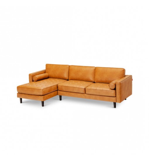 3-Seat L-Shaped Sectional Sofa Couch for Living Room-Brown