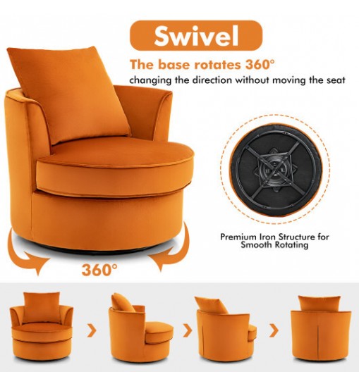 Modern 360?° Swivel Barrel Chair with No Assembly Needed-Orange