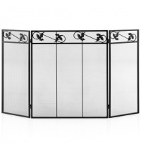 3-Panel Fireplace Screen Decor Cover with Exquisite Pattern