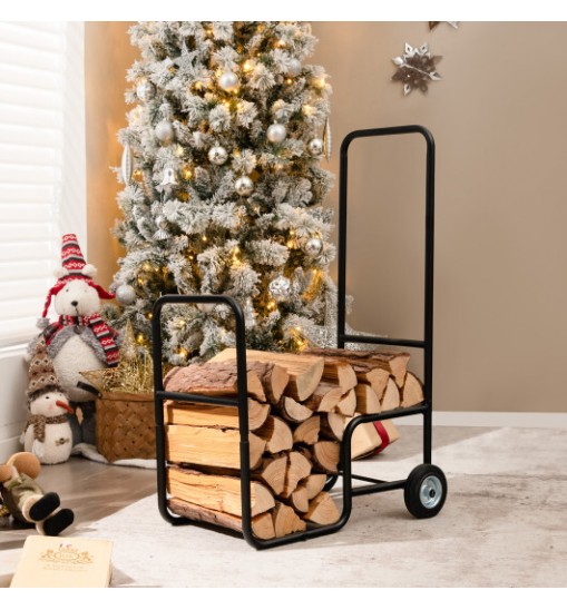 Firewood Log Cart Carrier with Anti-Slip and Wear-Resistant Wheels