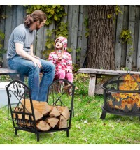 Decorative Firewood Rack with Handles and Raised Legs