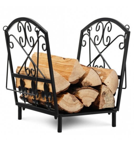 Decorative Firewood Rack with Handles and Raised Legs