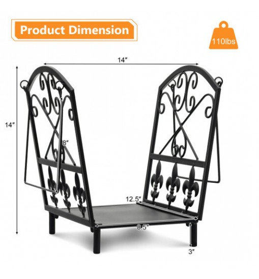 Decorative Firewood Rack with Handles and Raised Legs