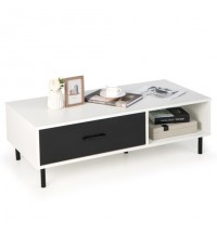 Modern 2-Tier Coffee Table Accent Cocktail Table with Storage