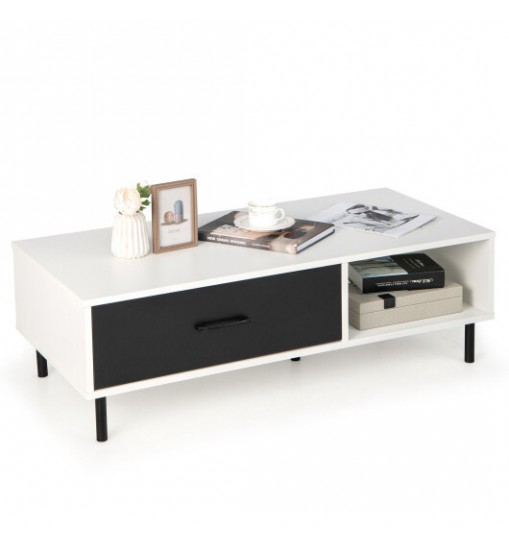 Modern 2-Tier Coffee Table Accent Cocktail Table with Storage