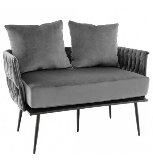 Modern Loveseat Sofa Upholstered Dutch Velvet Sofa Couch-Gray