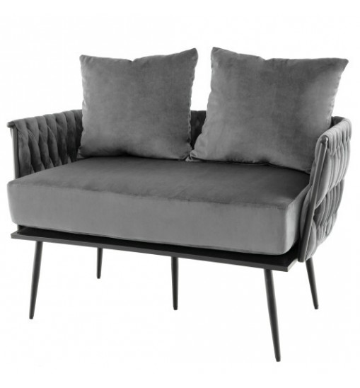 Modern Loveseat Sofa Upholstered Dutch Velvet Sofa Couch-Gray