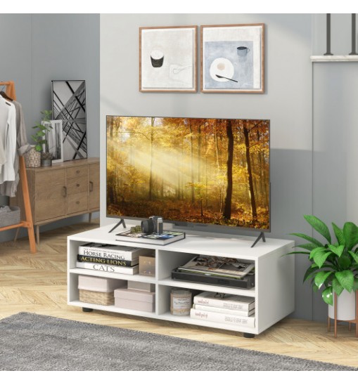 TV Console Table with Adjustable Shelves and Cable Management Hole for TV up to 40"