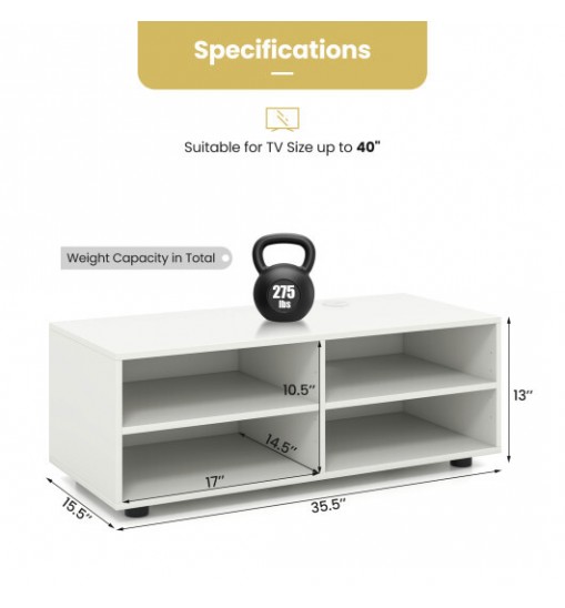 TV Console Table with Adjustable Shelves and Cable Management Hole for TV up to 40"