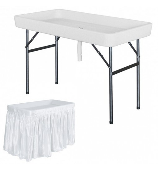 4 Feet Plastic Party Ice Folding Table with Matching Skirt