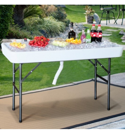 4 Feet Plastic Party Ice Folding Table with Matching Skirt