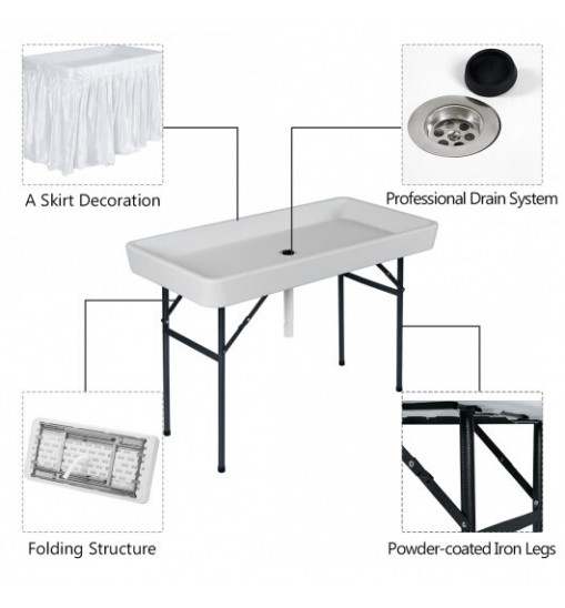 4 Feet Plastic Party Ice Folding Table with Matching Skirt