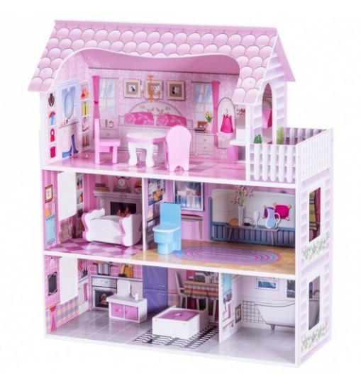 28 Inch Pink Dollhouse with Furniture