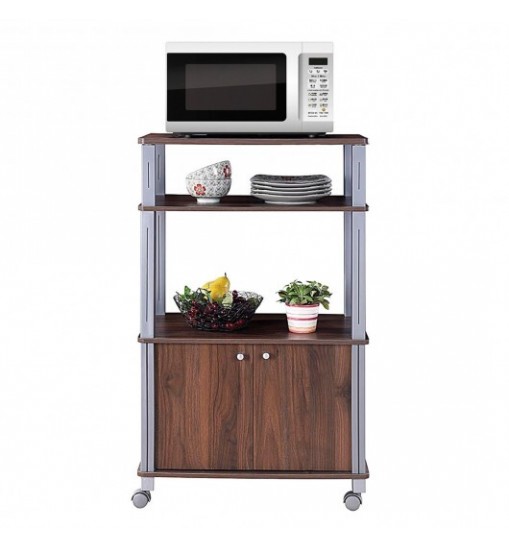 Microwave Rack Stand Rolling Storage Cart-Walnut