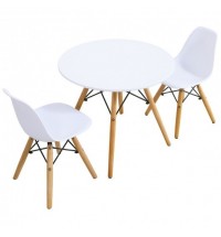 Kid's Modern Dining Table Set with 2 Armless Chairs