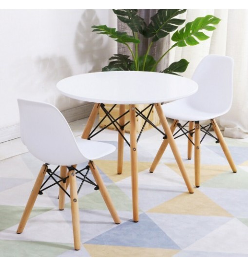 Kid's Modern Dining Table Set with 2 Armless Chairs