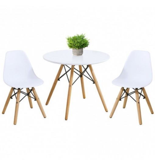 Kid's Modern Dining Table Set with 2 Armless Chairs