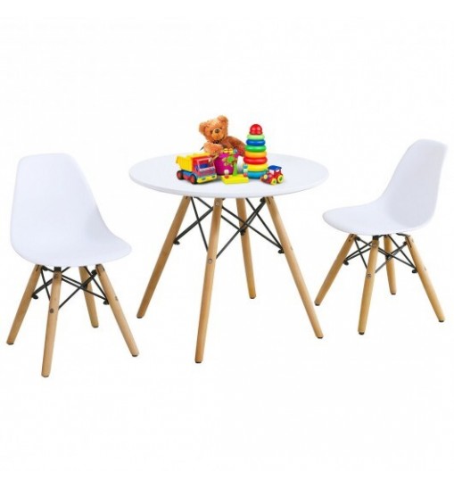 Kid's Modern Dining Table Set with 2 Armless Chairs