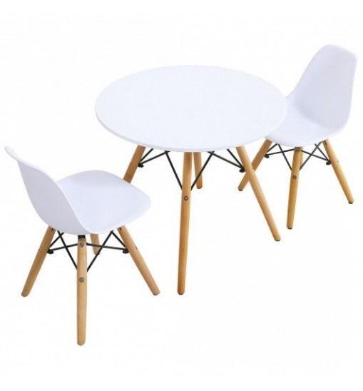 Kid's Modern Dining Table Set with 2 Armless Chairs